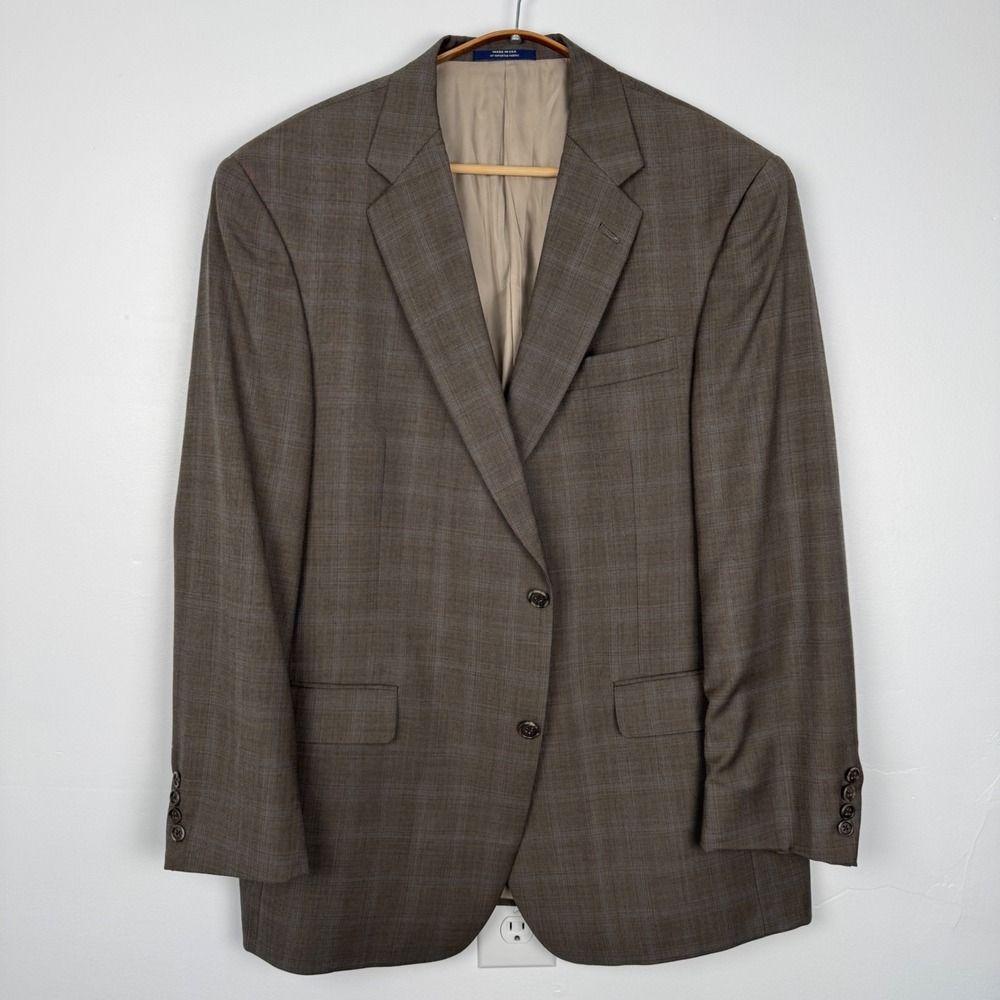Hart Schaffner Marx Mens 44R Brown Plaid Blazer Sport Coat Dillard's Made in USA